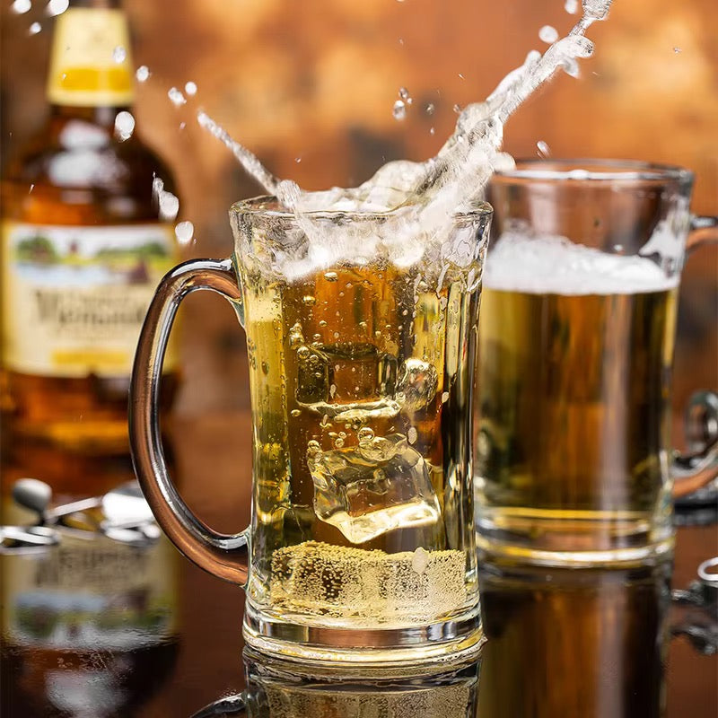 Choppes à bière en verre Épais avec poignée