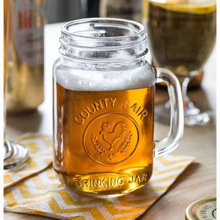 Chope Mason Jar en Verre avec Couvercle