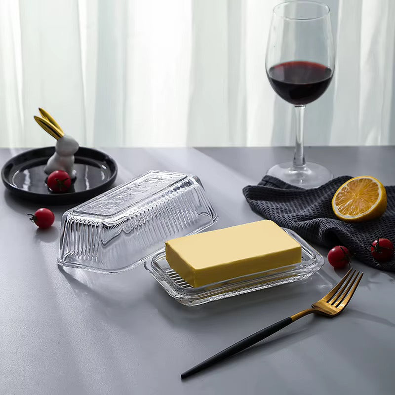 Beurrier en verre transparent