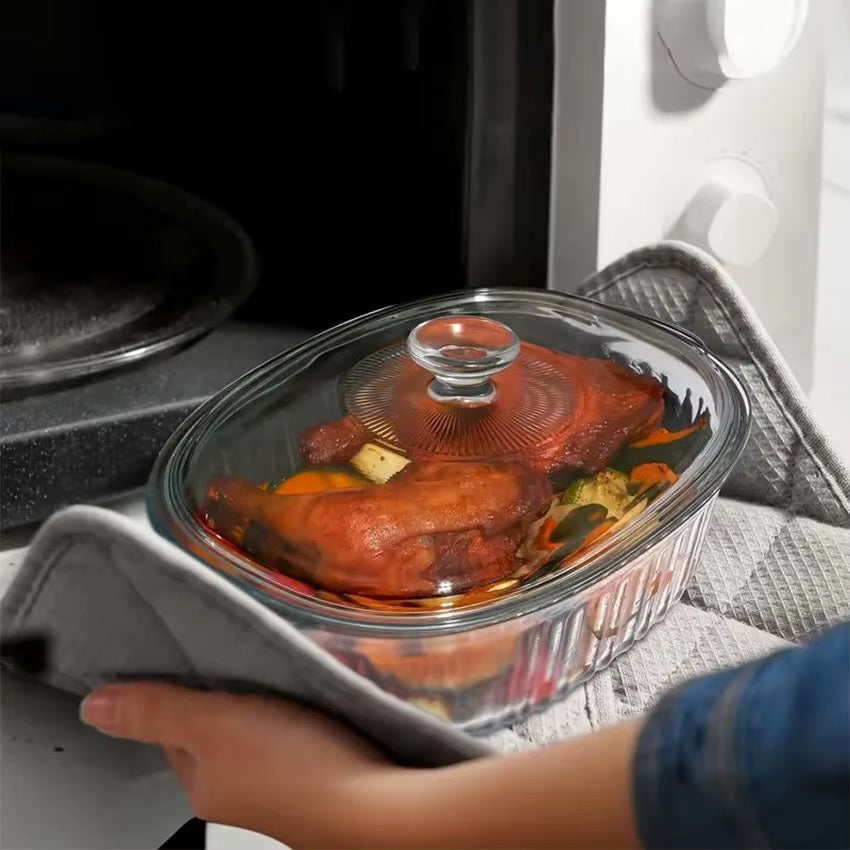 Plat en verre avec couvercle – Élégance & Résistance