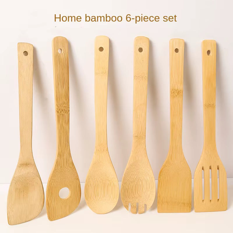 🪵 Service d'Ustensiles de Cuisine en Bambou Naturel avec Pot de Rangement 🌿
