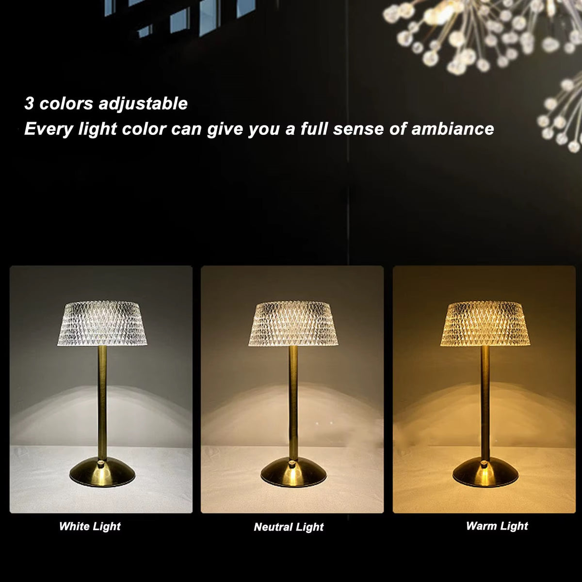 💡 Lampe de Table LED Design Fleurs / Méduse en Cristal & Métal Doré ✨