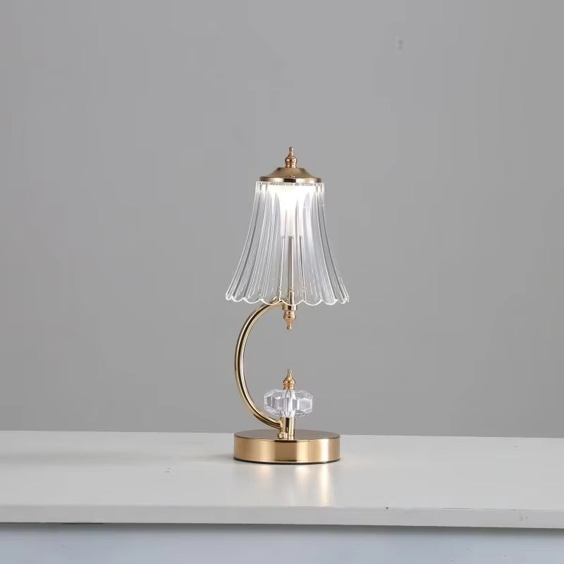 💡 Lampe de Table LED Design Fleurs / Méduse en Cristal & Métal Doré ✨
