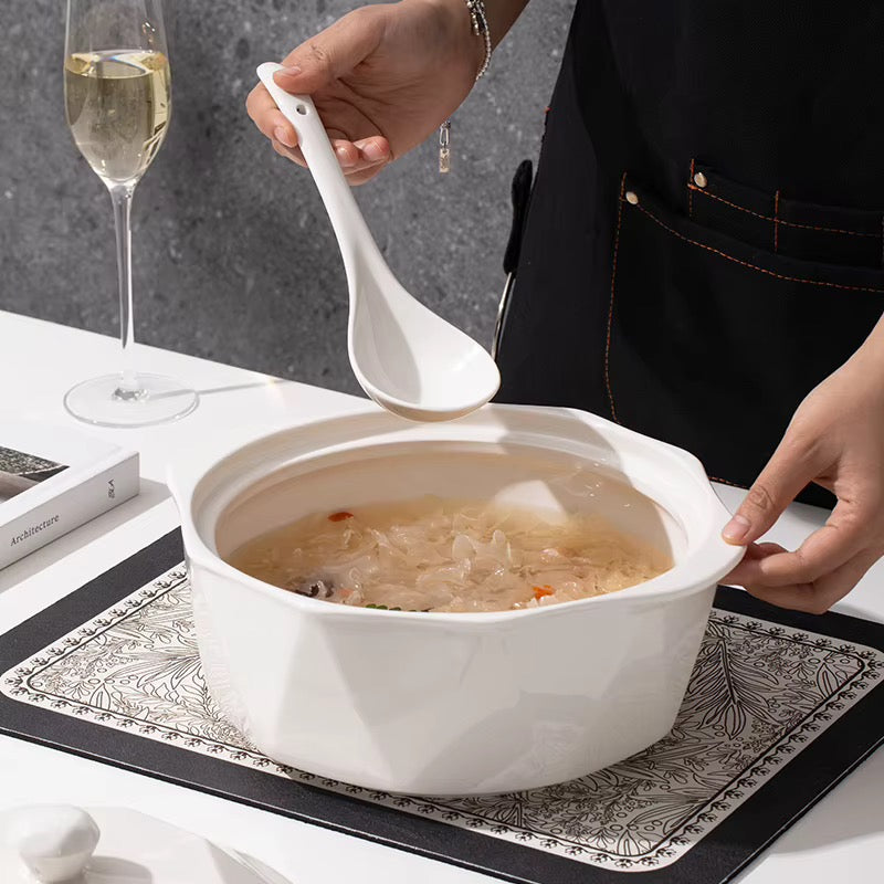 🍲 Soupières / Plats de Service en Céramique Blanche avec Couvercles 🍲