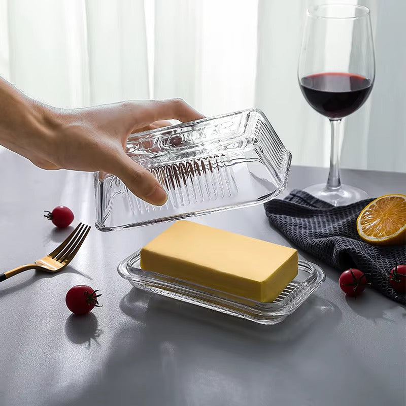 Beurrier en verre transparent