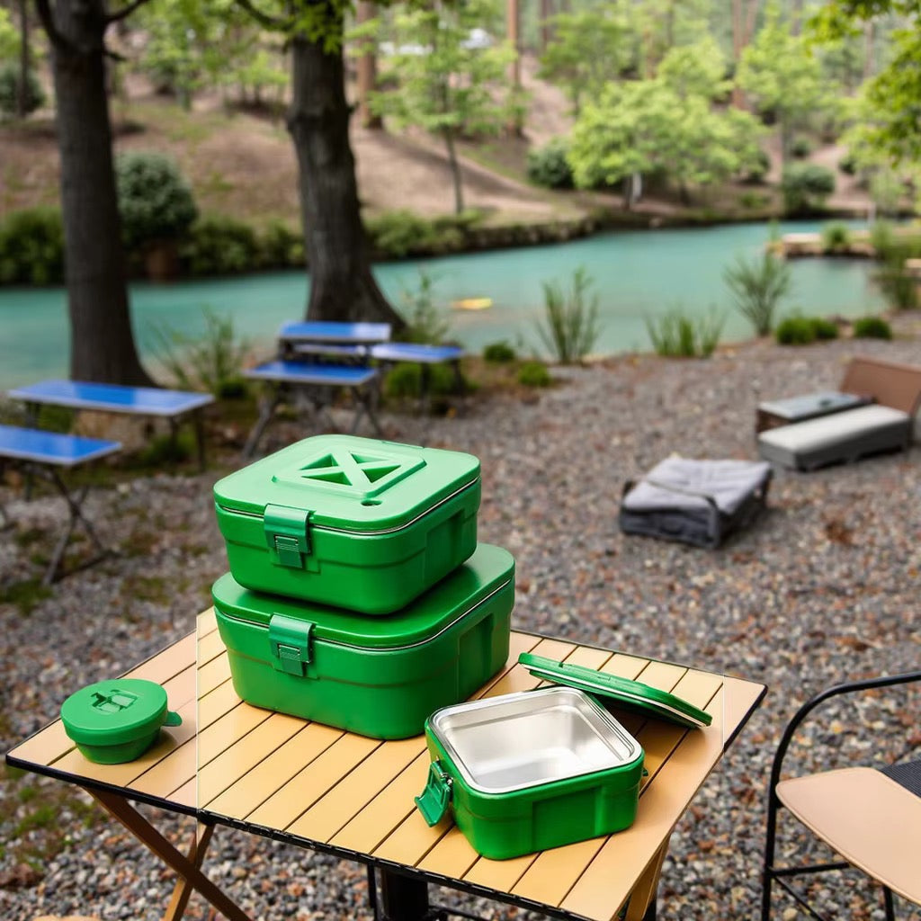 Set de Boîtes Repas Isothermes de Camping (Vert Émeraude)