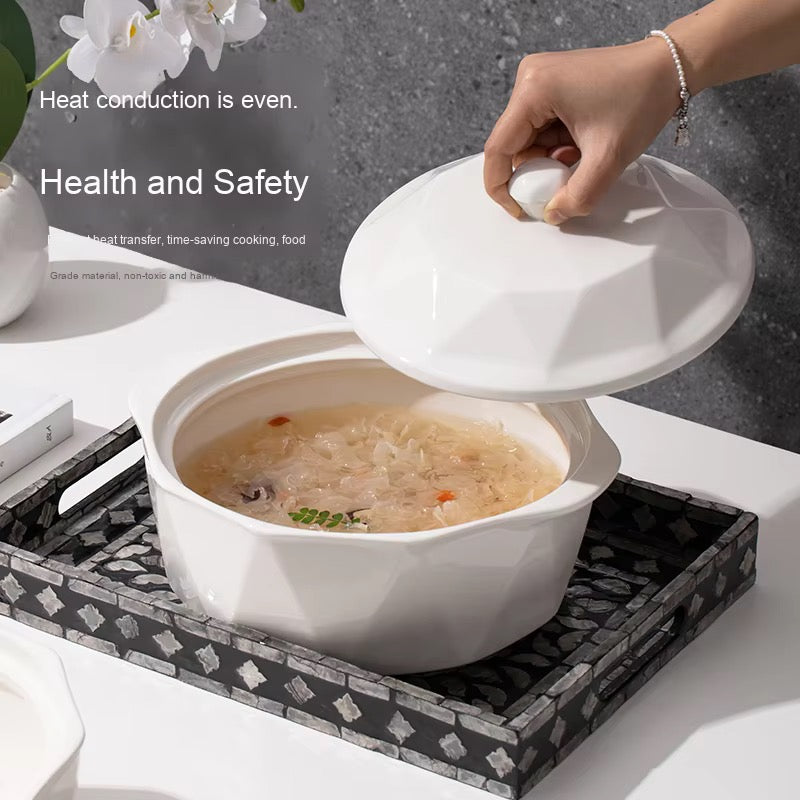 🍲 Soupières / Plats de Service en Céramique Blanche avec Couvercles 🍲