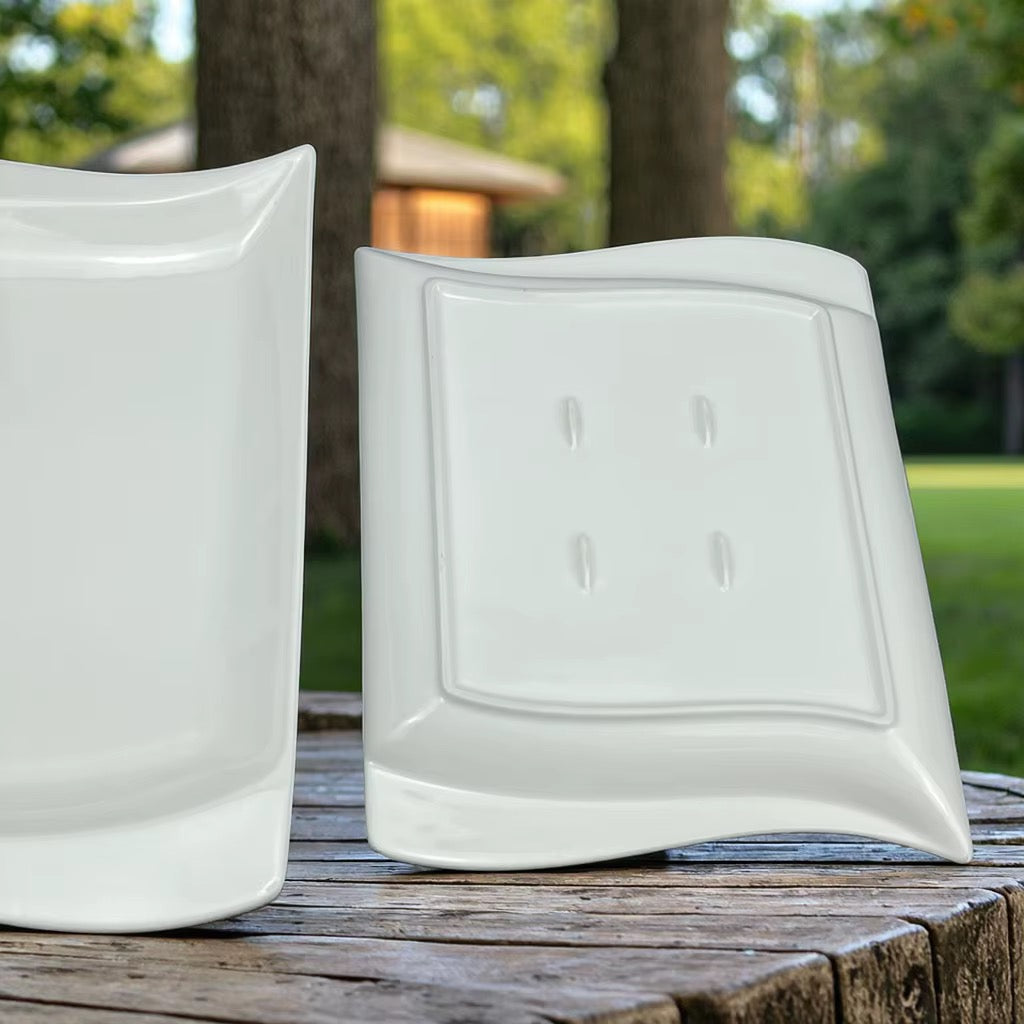 Service d'Assiettes Design en Porcelaine (2pieces)