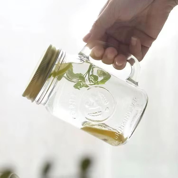 Chope Mason Jar en Verre avec Couvercle