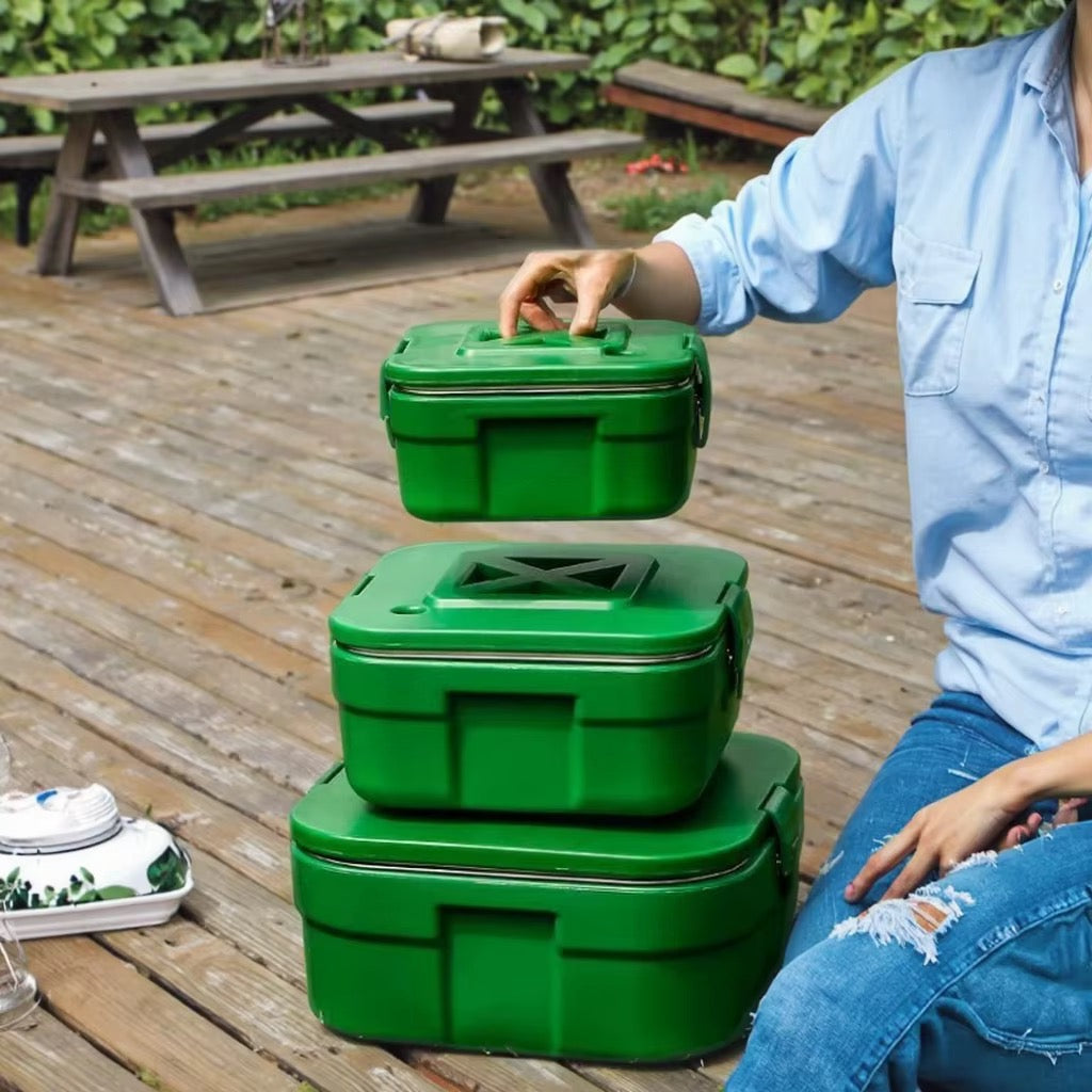 Set de Boîtes Repas Isothermes de Camping (Vert Émeraude)