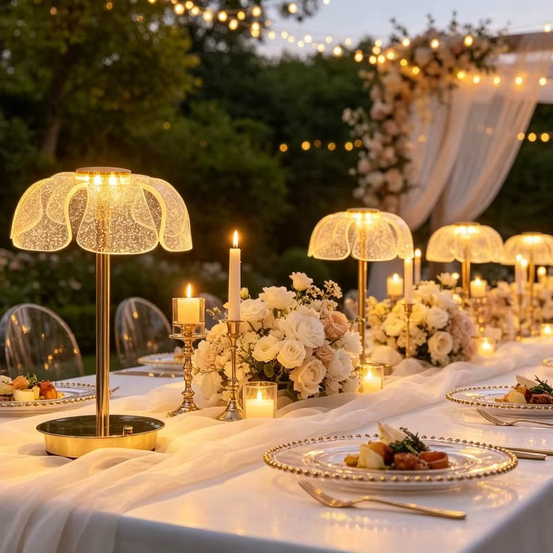 💡 Lampe de Table LED Design Fleurs / Méduse en Cristal & Métal Doré ✨