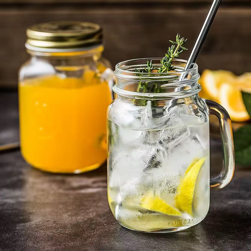 Chope Mason Jar en Verre avec Couvercle