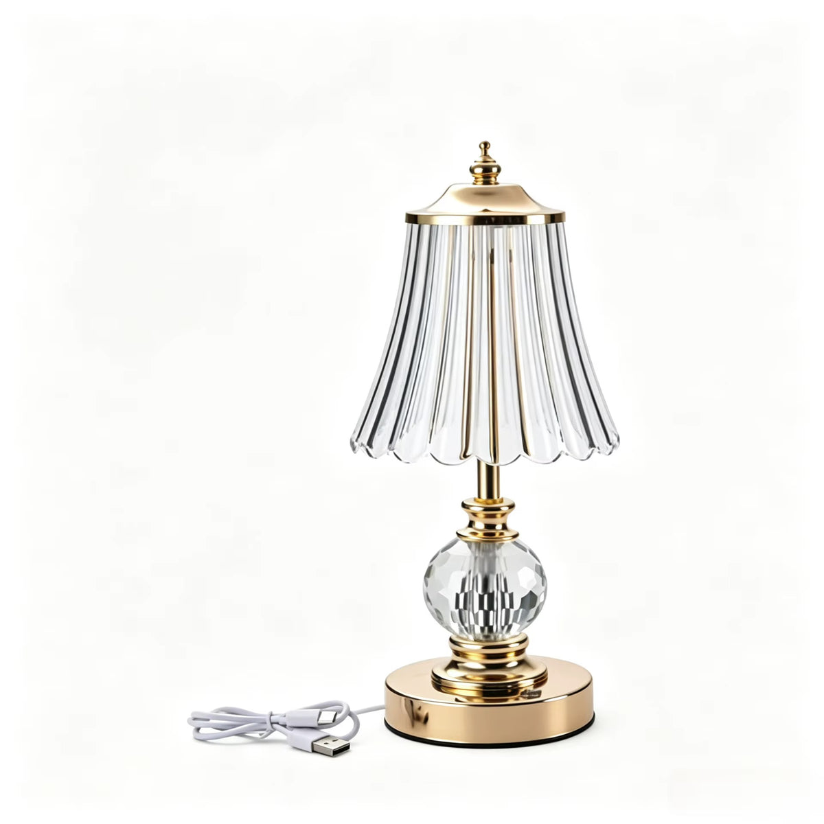 💡 Lampe de Table LED Design Fleurs / Méduse en Cristal & Métal Doré ✨