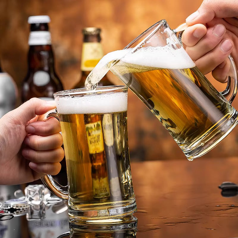 Choppes à bière en verre Épais avec poignée