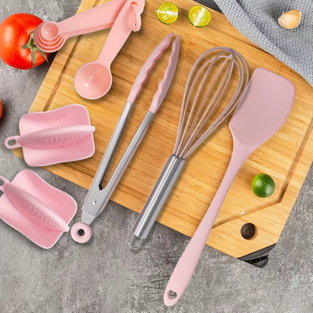 Set ustensiles de cuisine en silicone effet marbre 25 pièces