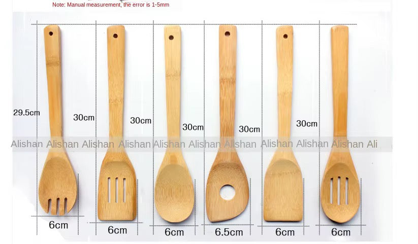 🪵 Service d'Ustensiles de Cuisine en Bambou Naturel avec Pot de Rangement 🌿