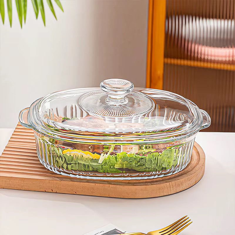 Plat en verre avec couvercle – Élégance & Résistance