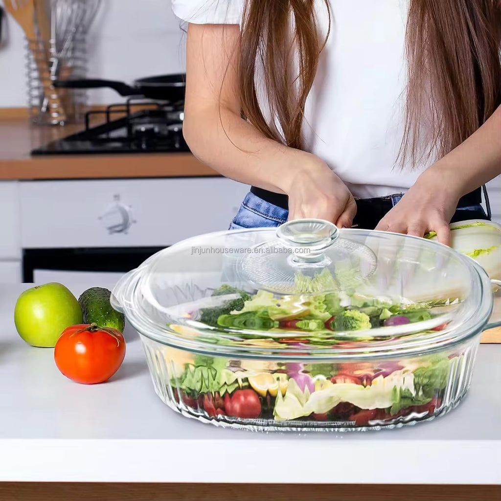 Plat en verre avec couvercle – Élégance & Résistance