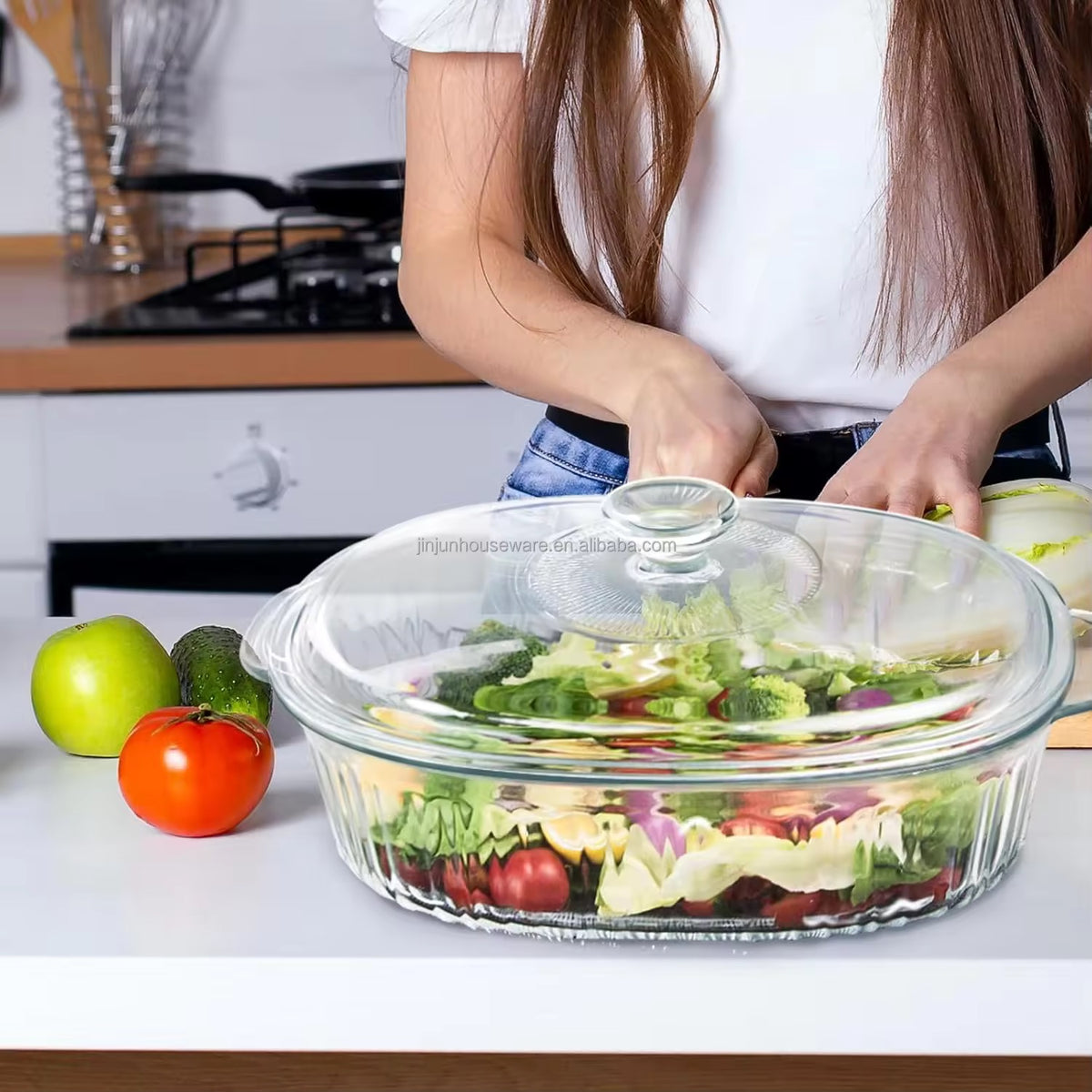 Plat en verre avec couvercle – Élégance & Résistance