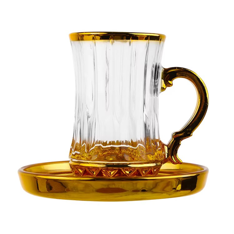 Services de thé / café en verre doré 12 pièces