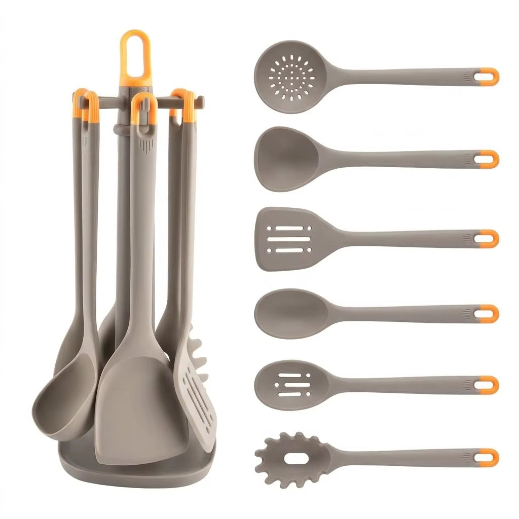 🍳 Service d'Ustensiles de Cuisine 7 Pièces avec Support Rotary - Siaki 🍳