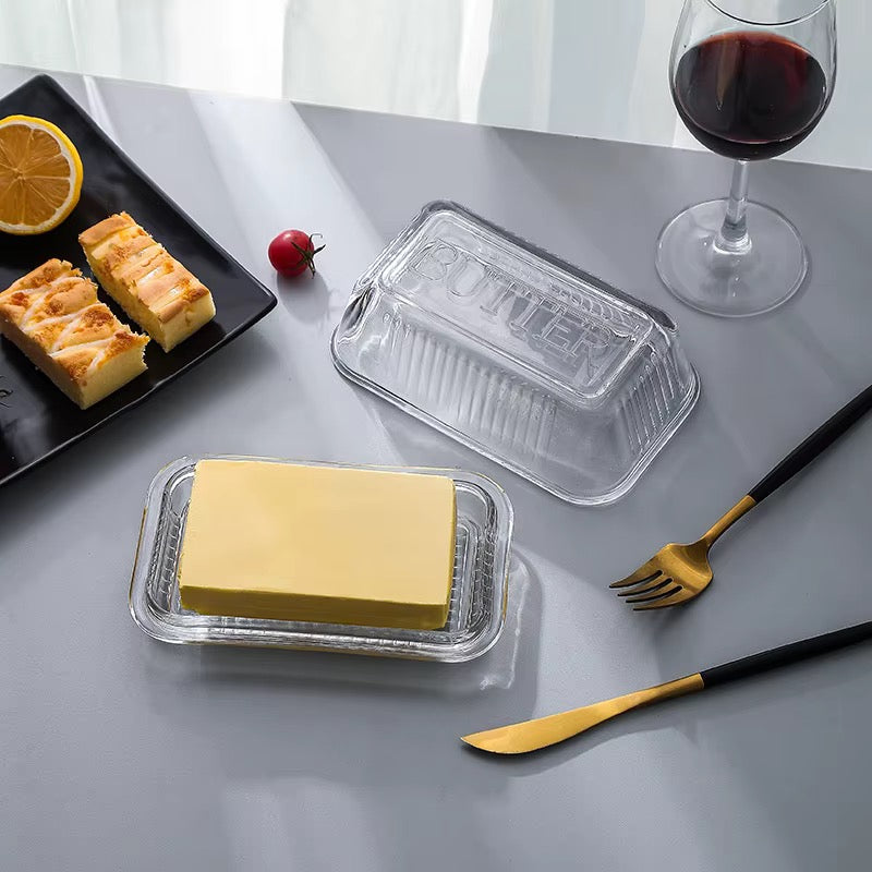 Beurrier en verre transparent