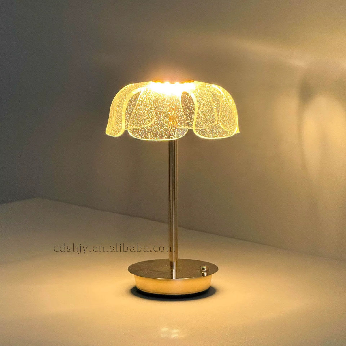 💡 Lampe de Table LED Design Fleurs / Méduse en Cristal & Métal Doré ✨