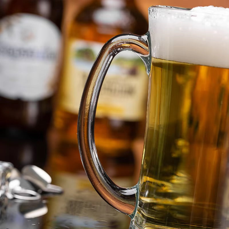 Choppes à bière en verre Épais avec poignée