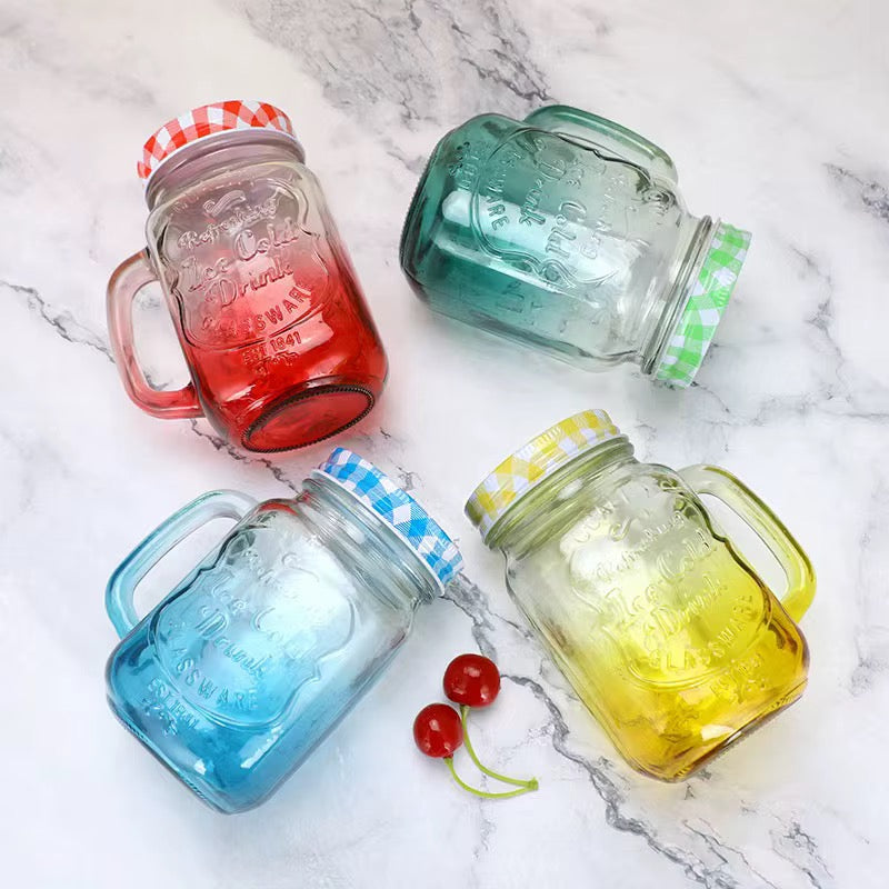 🍹 Chopes en Verre Style Mason Jar avec Couvercles et Pailles Assorties 🍓