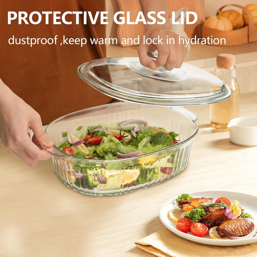 Plat en verre avec couvercle – Élégance & Résistance